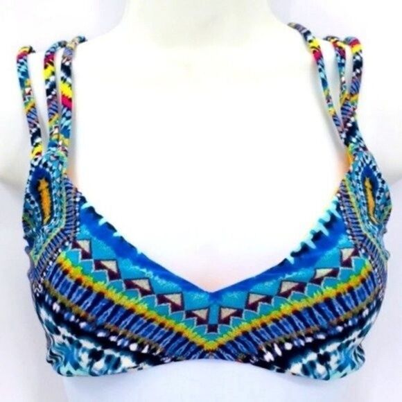 Red Carter bikini top 8 geometric print blue BoxA - Picture 7 of 7